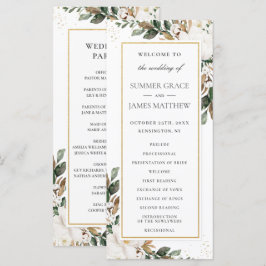 Programa Noivado Elegante Ivory Magnolia Floral Greenery