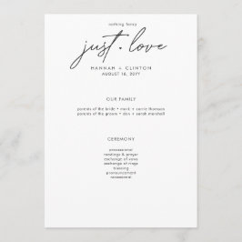 Programa Nothing Fancy Just Love Minimalist Wedding