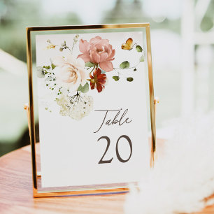 Programa Número de Mesa Floral Boho Aquarela Elegante