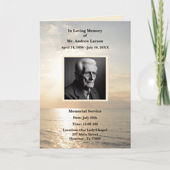 Programa Ocean Funeral Memorial Obituary Foled Program (Frente)