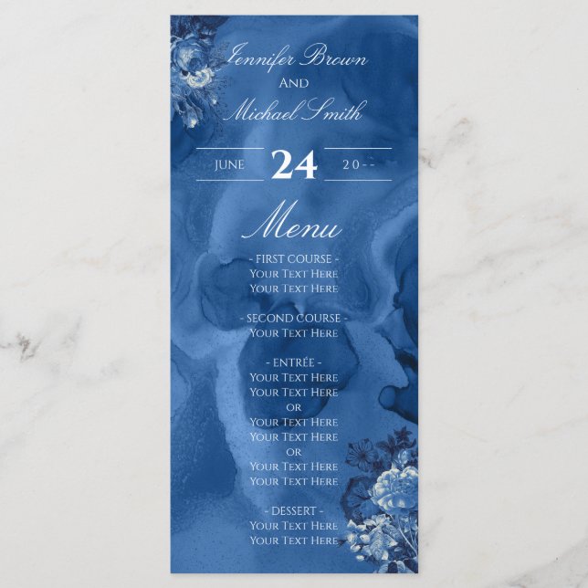 Programa Ombre de aquarela azul esbranquiçado floral (Frente)