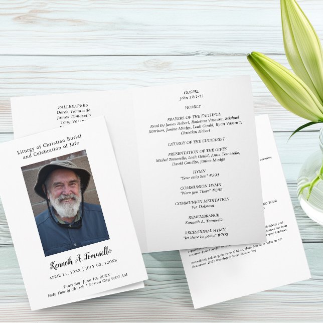 Programa Ordem Cristã de Serviço de Funeral Foto Doblada (Christian Order Of Service Funeral Photo Folded Program)