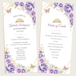 Programa Ordem de Acontecimentos com Quinceanera Floral Dou