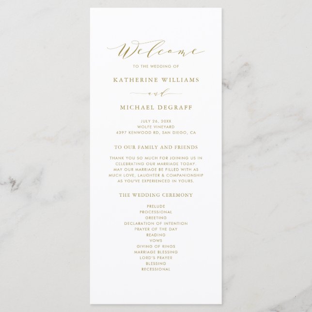 Programa Ordem de Cerimônia de Casamento Roteiro Minimalist (Frente)