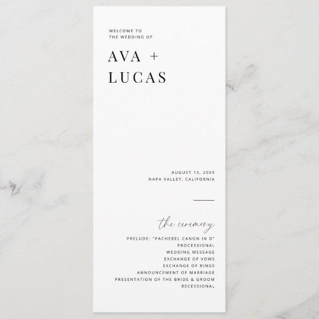 Programa Ordem de Serviço da Cerimônia de Casamento Mínimo  (Frente)