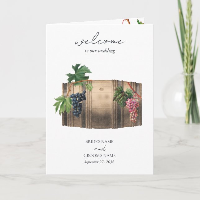 Programa Ordem de Serviço de Casamento de Vinha de Barrel W (Frente)