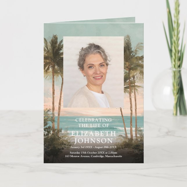 Programa Ordem de Serviço de Memorial de Funeral na Praia  (Frente)