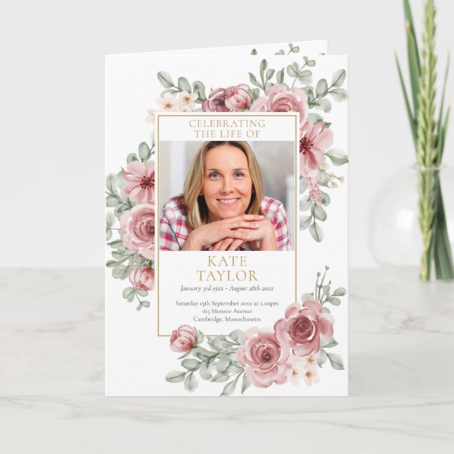 Programa Ordem de Serviço Floral de Funeral de Rosas (Frente)
