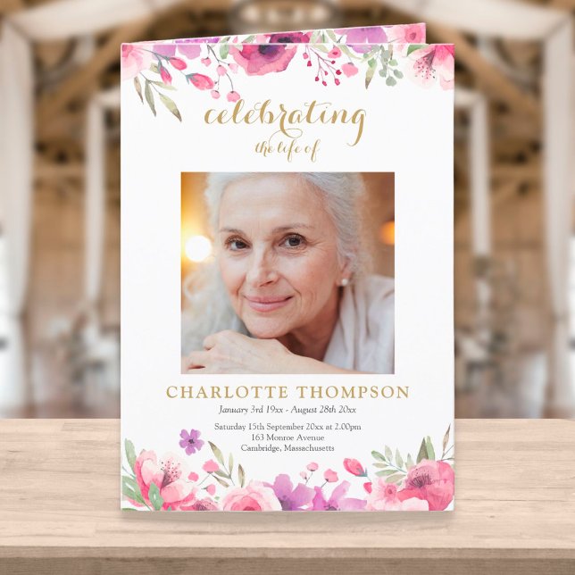 Programa Ordem de Serviço Memorial de Funeral Foto Floral (Criador carregado)