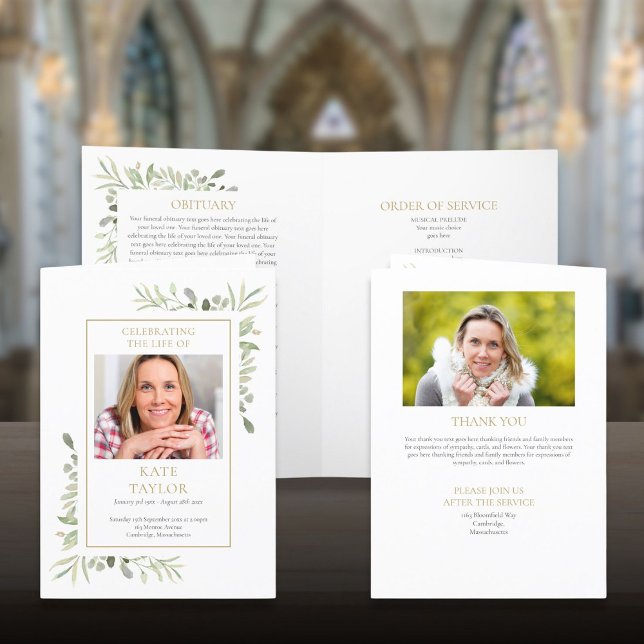 Programa Ordem De Serviço Memorial Funeral Foto Greeneresce (Funeral Memorial Order Of Service Photo Greenery Program)