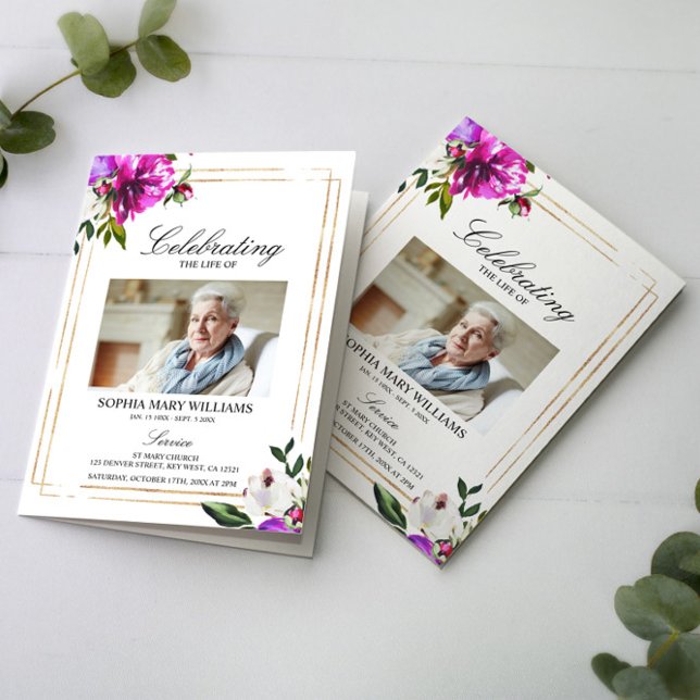 Programa Ordem Funeral de Serviço | Flores Roxas (Criador carregado)