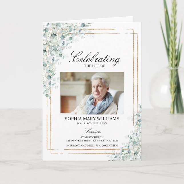 Programa Ordem Funeral de Serviço | Greenery Memorial (Frente)