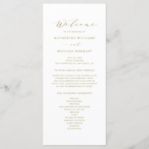 Programa Ordem minimalista Dourado do roteiro de casamento