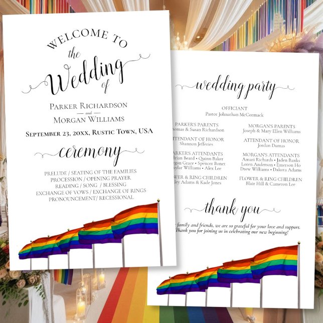 Programa orgulho gay Rainbow Flags Budget Wedding (Front/Back)
