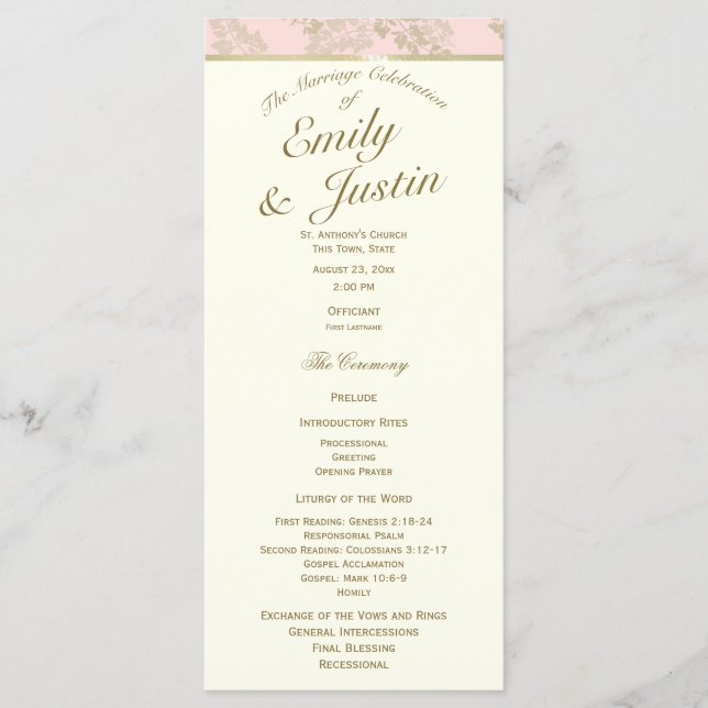 Programa ouro Fern Blush and Ivory Wedding (Frente)