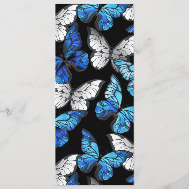 Programa Padrão contínuo escuro com borboletas azuis Morpho (Frente)
