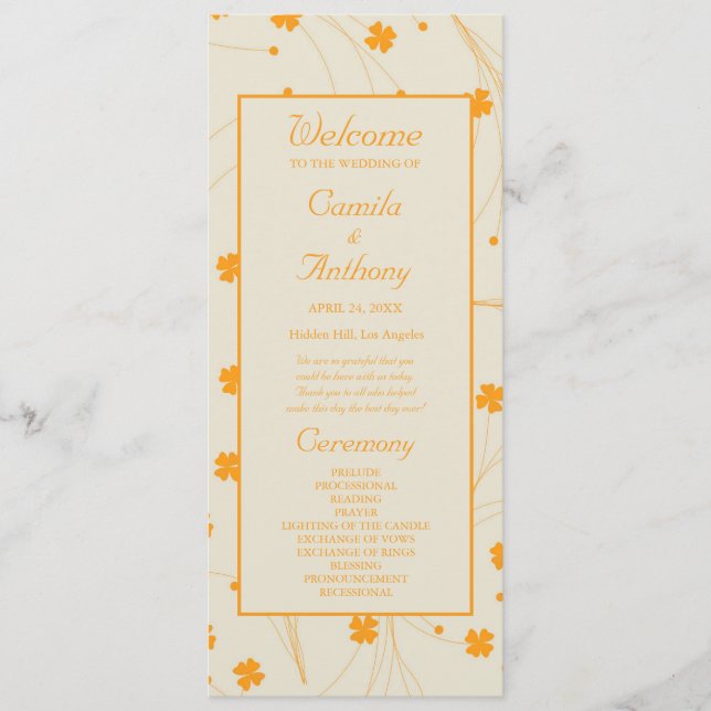 Programa Padrão de Flor Y2K 70s do Orange Beige Retro (Frente)