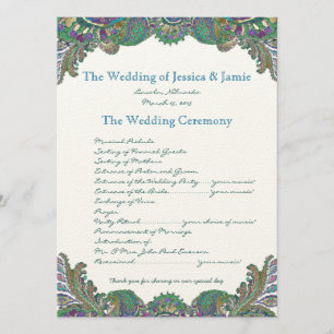 Programa Paisley Peacock Colors Wedding