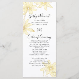 Programa Pale Yellow Daisies Wedding Program