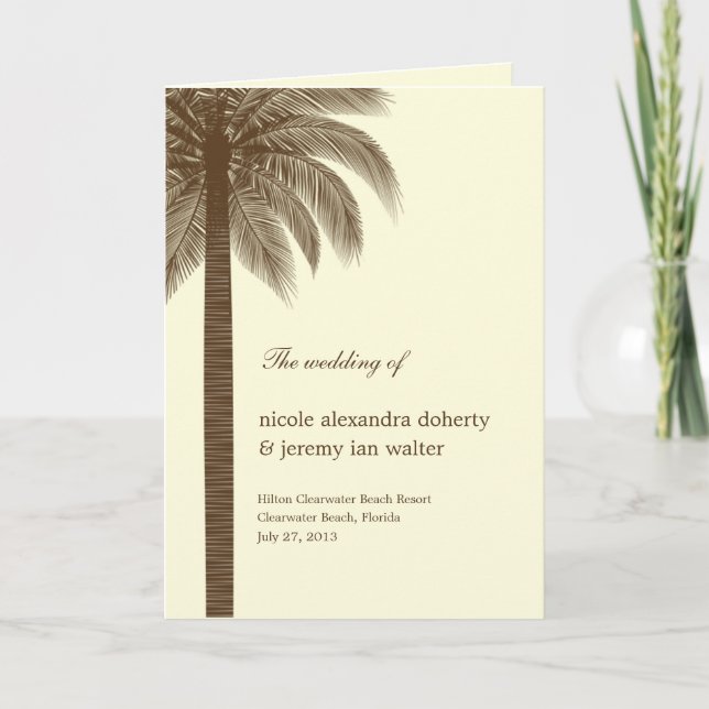 Programa Palm Beach Weding Program Card - Brown (Frente)