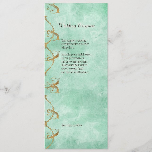 Programa Palm Paradise - Blue Green Weding Program Card (Frente)