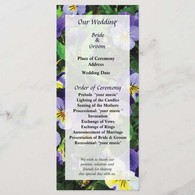 Programa Pansies Wedding (Frente)