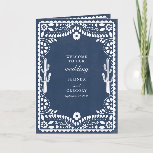 Programa Papel Picado Boda Mexican Wedding Order of Service (Frente)
