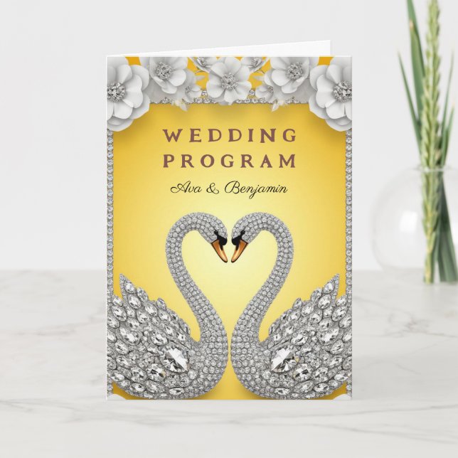 Programa Par Luxuoso de Casamento Cisne Diamante Tema Roman (Frente)