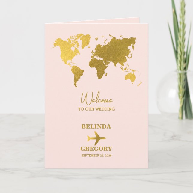 Programa Passaporte de Casamento Rosa Bege Dourado Ordem da (Frente)