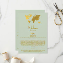 Programa Passaporte de Casamento Sage Green Dourado Itinerá