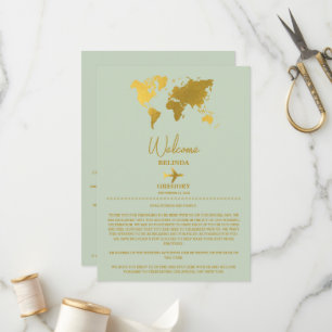 Programa Passaporte de Casamento Sage Green Dourado Itinerá