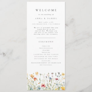 Programa Pastel Boho Wildflower Wedding Program