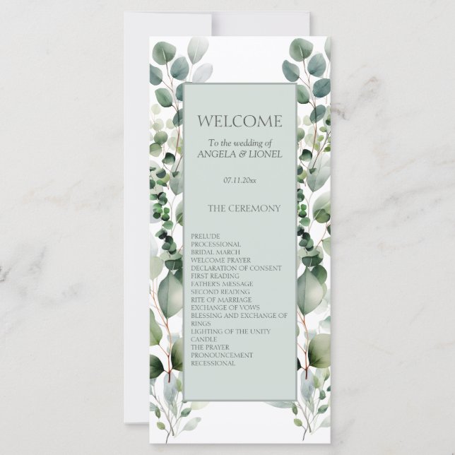Programa Pastel Green Eucalyptus Foliage Weding (Frente)