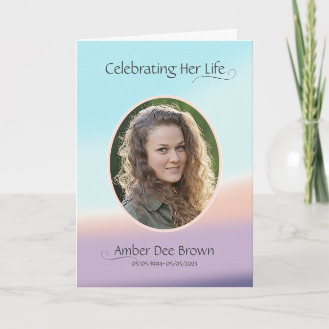 Programa Pastel Photo Funeral Obituary Dobrado (Frente)