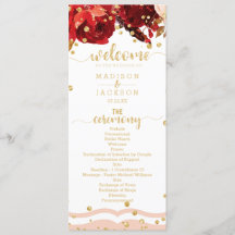 Peach Stripe Floral Dourado Confetti Wedment Progr