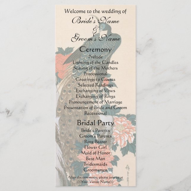 Programa Peacock e Peonies por Casamento Hiroshige (Frente)