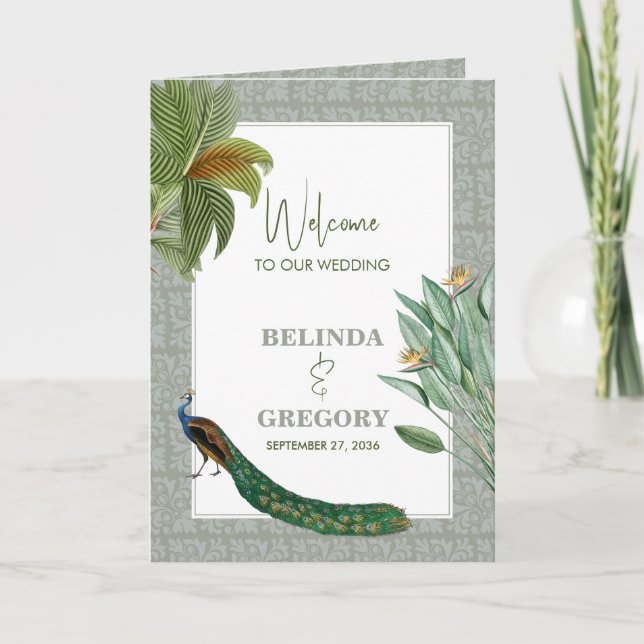 Programa Peacock Feather Tropical Wedding Order (Frente)