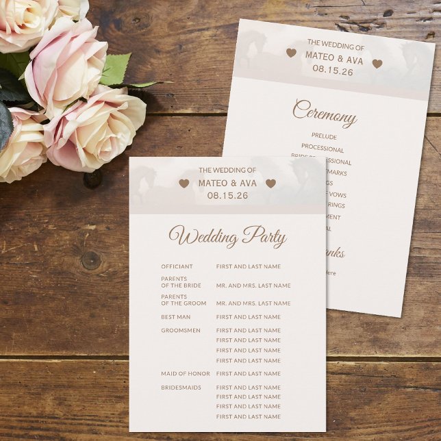 Programa Personalização de Casamento de Cavalos da Natureza (The front and back of the Nature Horses Full Wedding Program)