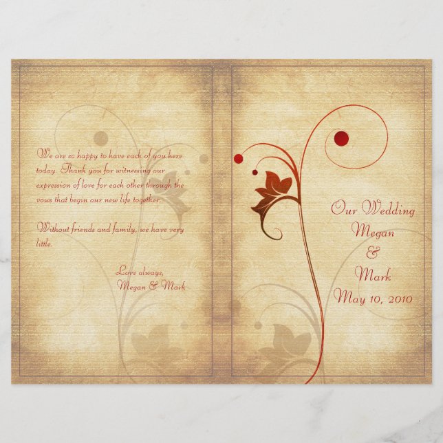 Programa Personalizável de Casamento de Outono (Frente)