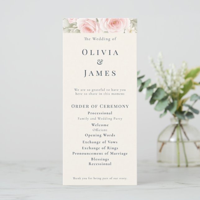 Programa Pétalas Sussurradas Casamento Minimalista Elegante (Em pé/Frente)