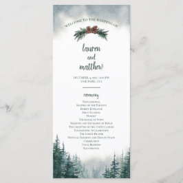 Programa Pine Tree Rustic Wedding Flat Ceremony Program