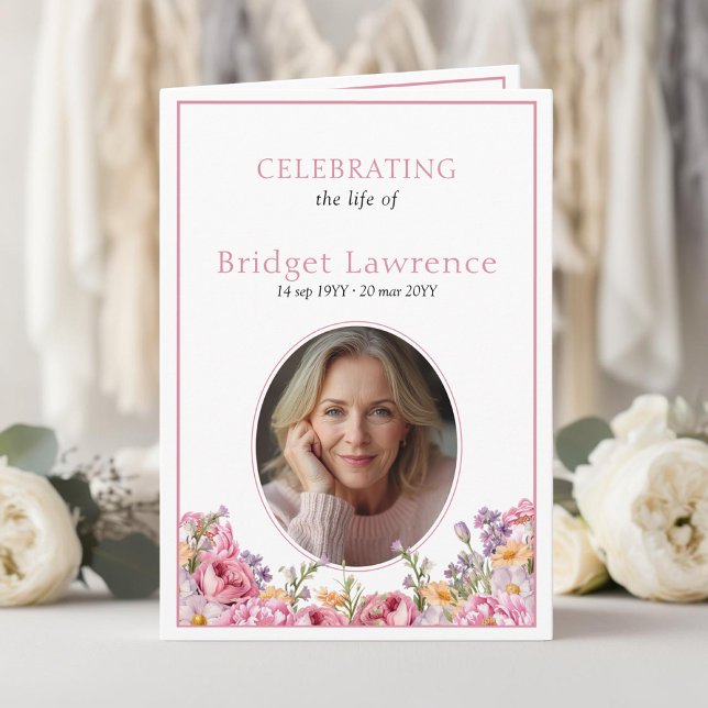 Programa Pink Hydrangea Summer Flowers Funeral Folded (Criador carregado)