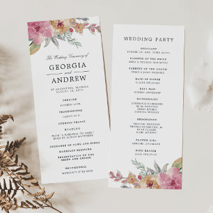 Programa pintado da cerimónia de casamento das