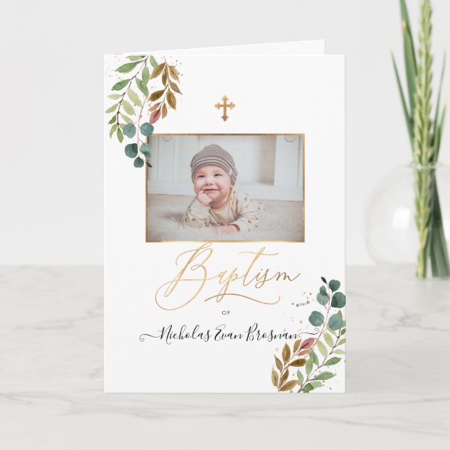 Programa PixDezines Watercolor Greenery Baptism (Frente)
