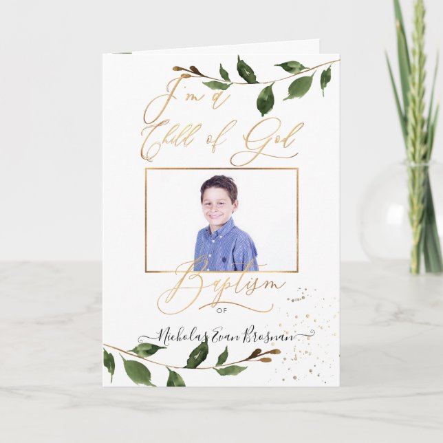 Programa PixDezines Watercolor Greenery LDS Baptis (Frente)