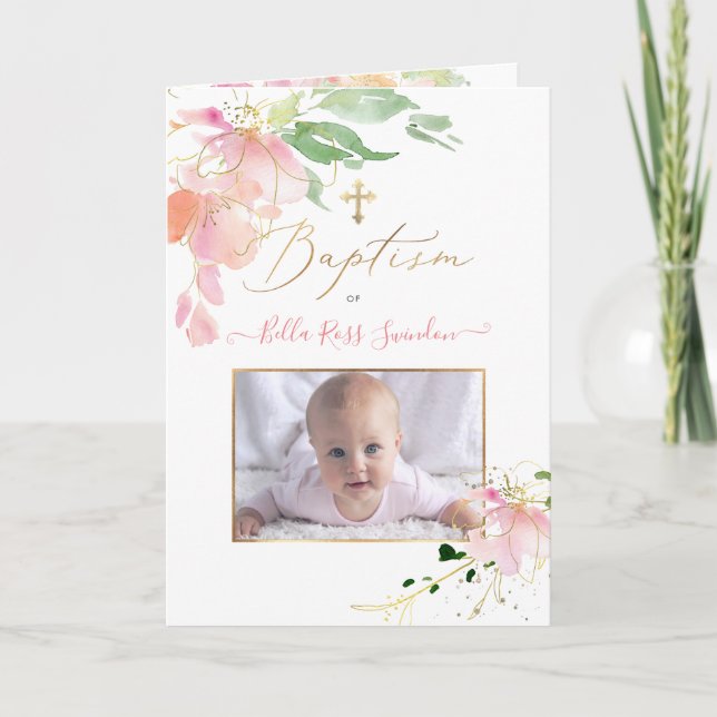 Programa PixDezines Watercolor Sweetpeas Baptism (Frente)