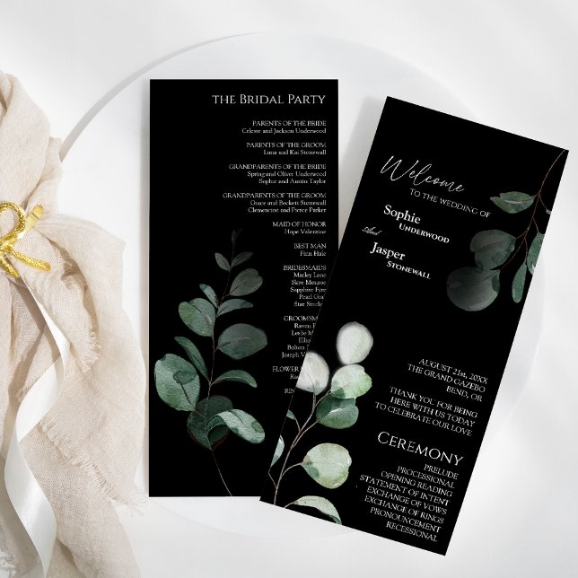 Programa Plano de Casamento Negro Verde Moderno (Criador carregado)