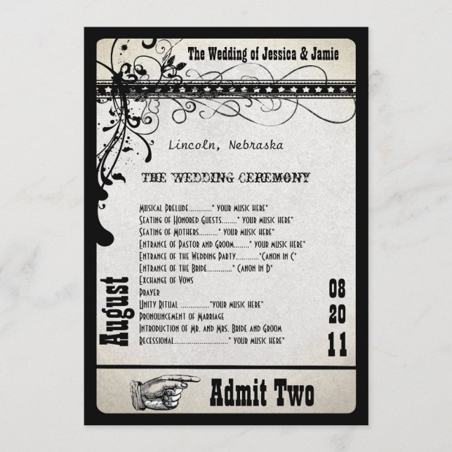 Programa Playbill Weding Program Silver Metálico (Frente)