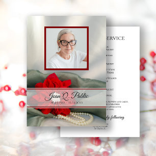 Programa Poinsettia Pearls Winter Funeral Service Memorial