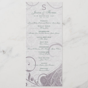Programa Poster Rustic: Sutil Teal Purple Weding Program